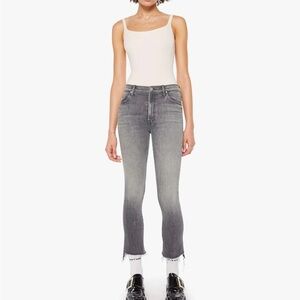 MOTHER insider crop step fray grey Jeans